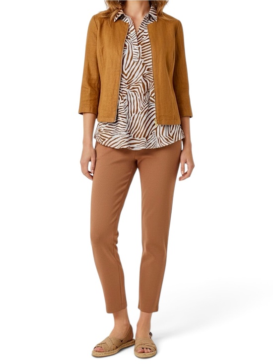 Chico's Jackets & Blazers - Chico's 3-Piece Outfit: Rust Linen Jacket (XL) Zebra Shirt (XL) Juliet Pants (L)